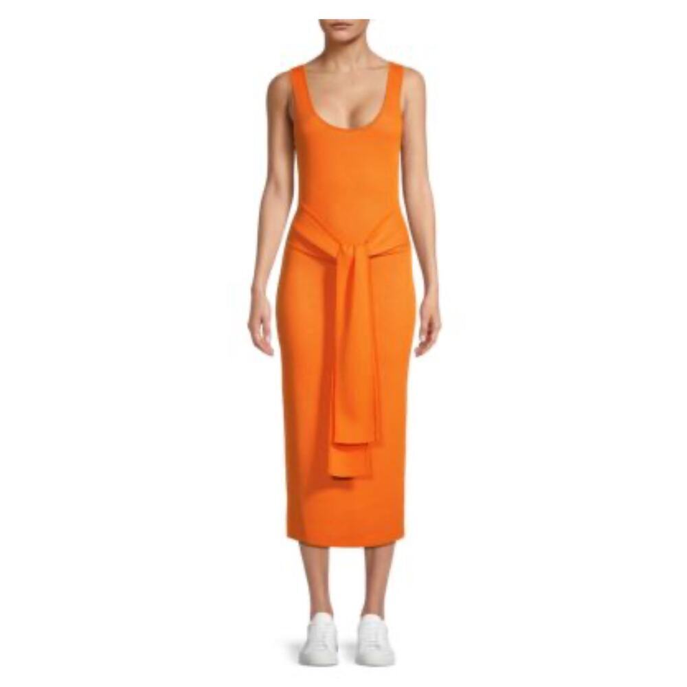 Toccin Orange Lucy Sleeveless Tank Dress with Tie Sz L